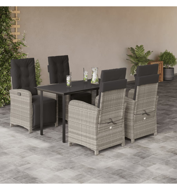 Ensemble à manger de jardin et coussins 5 pcs gris clair rotin | Mobilier & Déco