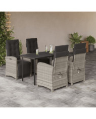 Ensemble à manger de jardin et coussins 5 pcs gris clair rotin | Mobilier & Déco