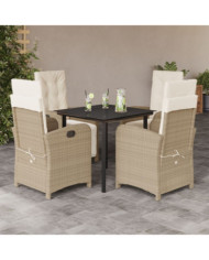 Ensemble à manger de jardin avec coussins 5pcs Beige poly rotin | Mobilier & Déco