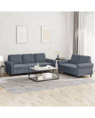 Ensemble de canapés 2 pcs avec coussins Gris foncé Velours | Mobilier & Déco