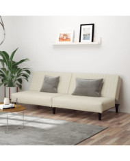 Canapé-lit à 2 places crème velours | Mobilier & Déco