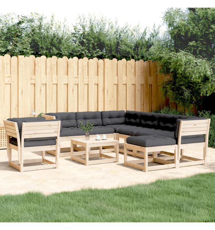 Salon de jardin 8 pcs avec coussins Bois de pin massif | Mobilier & Déco