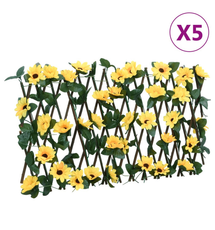  Treillis de lierre artificiel extensible 5 pcs jaune 180x20 cm | Mobilier & Déco