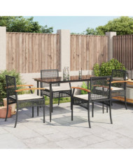 Ensemble à manger de jardin coussins 5pcs Noir Résine tressée | Mobilier & Déco