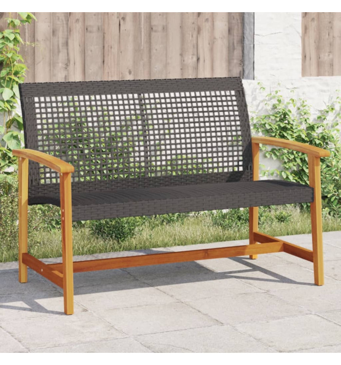 Banc de jardin noir 112 cm résine tressée et bois d'acacia | Mobilier & Déco