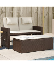 Banc inclinable de jardin avec coussins marron résine tressée | Mobilier & Déco