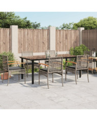 Ensemble à manger de jardin et coussins 7 pcs gris rotin | Mobilier & Déco