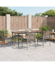 Ensemble à manger de jardin et coussins 7 pcs gris rotin | Mobilier & Déco