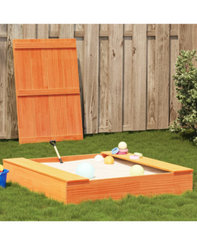 Bac à sable avec couvercle cire marron bois massif de pin | Mobilier & Déco