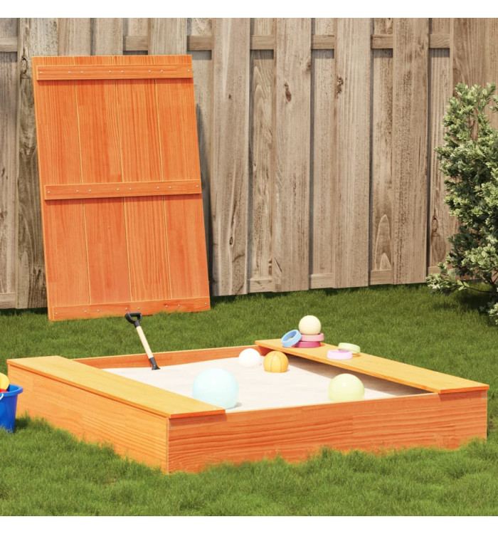Bac à sable avec couvercle cire marron bois massif de pin | Mobilier & Déco