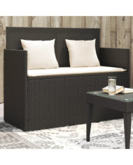 Banc de jardin avec coussins noir résine tressée | Mobilier & Déco