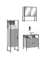 Ensemble de meubles de salle de bain 3 pcs Sonoma gris | Mobilier & Déco