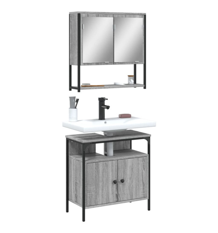 Ensemble de meubles de salle de bain 2 pcs Sonoma gris | Mobilier & Déco