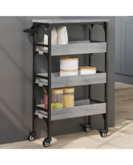 Chariot de cuisine sonoma gris 53x20x76 cm bois d'ingénierie | Mobilier & Déco