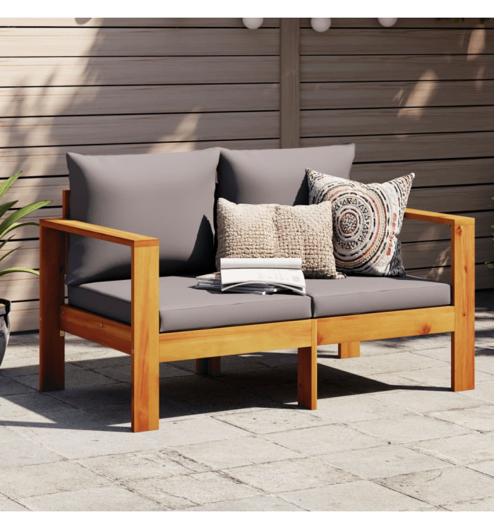 Canapé de jardin avec coussins 2 places bois massif d'acacia | Mobilier & Déco