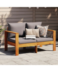 Canapé de jardin avec coussins 2 places bois massif d'acacia | Mobilier & Déco