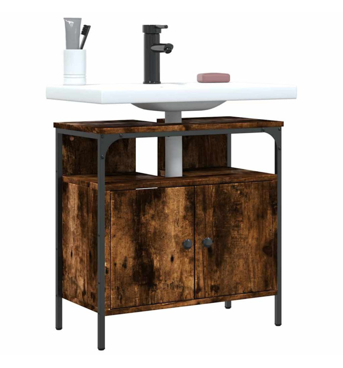 Armoire lavabo de salle de bain chêne fumé 60x30x60 cm | Mobilier & Déco