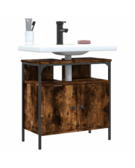 Armoire lavabo de salle de bain chêne fumé 60x30x60 cm | Mobilier & Déco