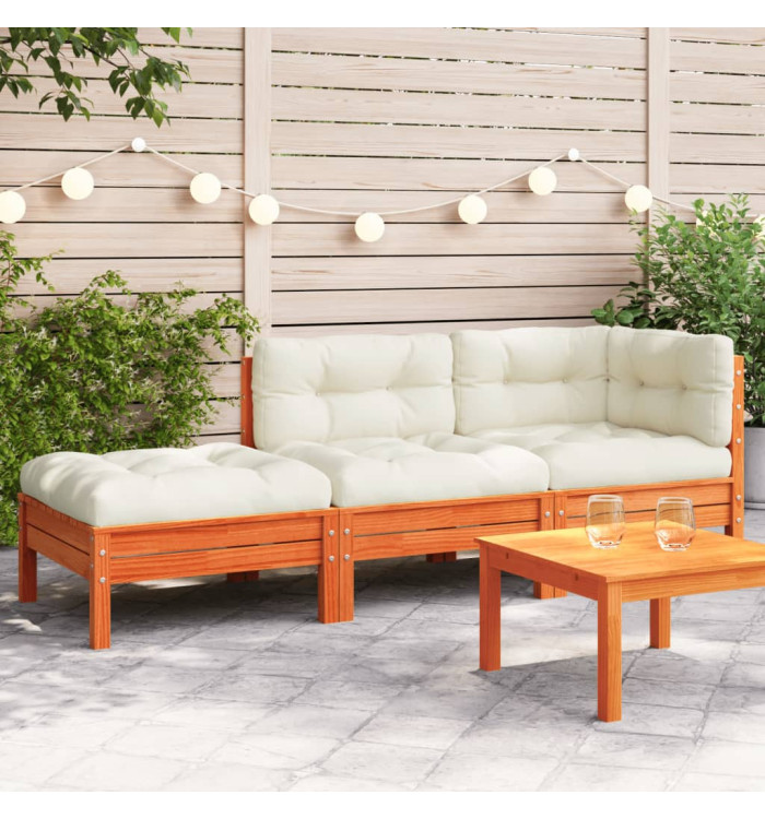 Canapé de jardin avec coussins et repose-pied 2 places | Mobilier & Déco