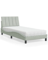 Lit avec matelas gris clair 80x200 cm velours | Mobilier & Déco