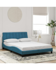 Cadre de lit sans matelas bleu 140x200 cm velours | Mobilier & Déco