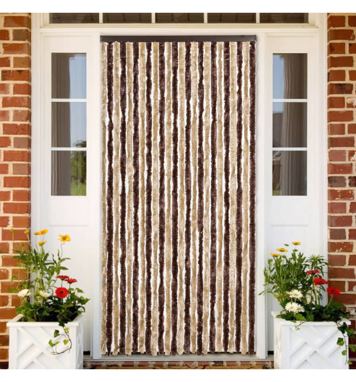 Rideau anti-mouches beige et marron clair 100x200 cm chenille | Mobilier & Déco