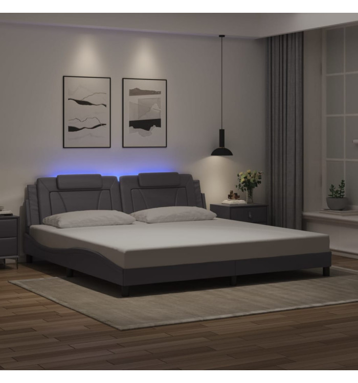Cadre de lit avec LED sans matelas gris 200x200 cm | Mobilier & Déco