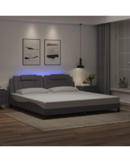 Cadre de lit avec LED sans matelas gris 200x200 cm | Mobilier & Déco