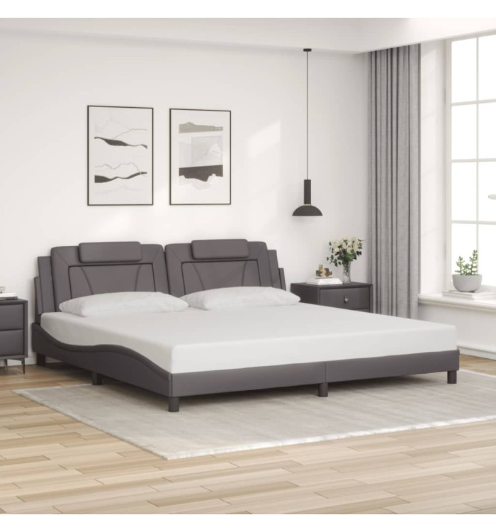 Cadre de lit sans matelas gris 200x200 cm similicuir | Mobilier & Déco