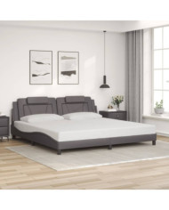 Cadre de lit sans matelas gris 200x200 cm similicuir | Mobilier & Déco