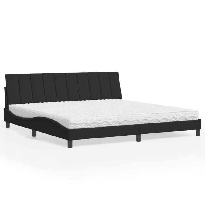 Lit avec matelas noir 200x200 cm velours | Mobilier & Déco