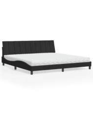 Lit avec matelas noir 200x200 cm velours | Mobilier & Déco
