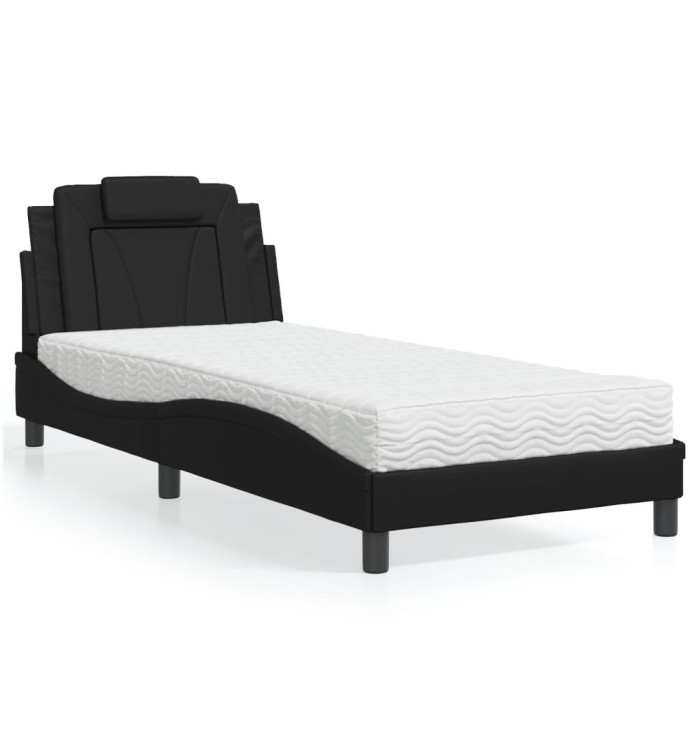 Lit avec matelas noir 80x200 cm similicuir | Mobilier & Déco