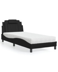 Lit avec matelas noir 80x200 cm similicuir | Mobilier & Déco