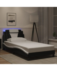 Cadre de lit avec LED sans matelas noir et blanc 100x200 cm | Mobilier & Déco