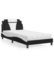 Lit avec matelas noir et blanc 100x200 cm similicuir | Mobilier & Déco