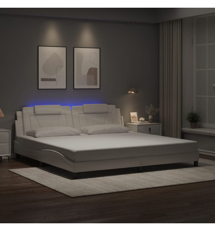 Cadre de lit avec LED sans matelas blanc 200x200 cm | Mobilier & Déco