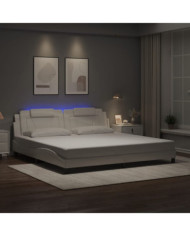 Cadre de lit avec LED sans matelas blanc 200x200 cm | Mobilier & Déco
