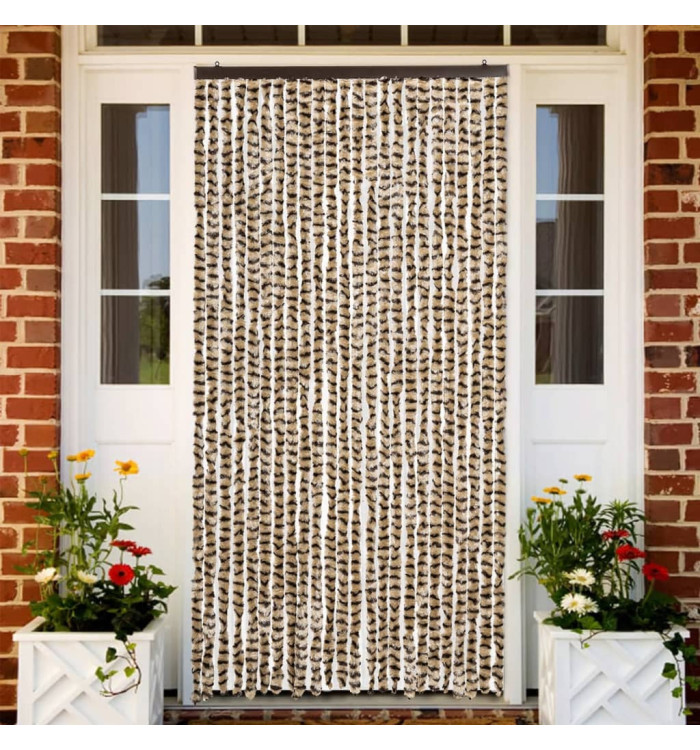 Rideau anti-mouches beige et marron 100x230 cm chenille | Mobilier & Déco