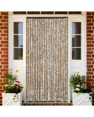 Rideau anti-mouches beige et marron 100x230 cm chenille | Mobilier & Déco