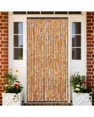 Rideau anti-mouches ocre et blanc 100x230 cm chenille | Mobilier & Déco
