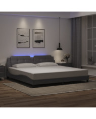 Cadre de lit avec LED sans matelas gris 200x200 cm | Mobilier & Déco