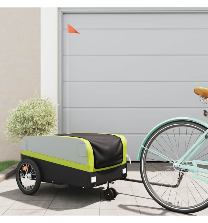 Remorque de vélo noir et vert 45 kg fer | Mobilier & Déco