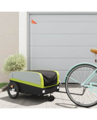 Remorque de vélo noir et vert 45 kg fer | Mobilier & Déco