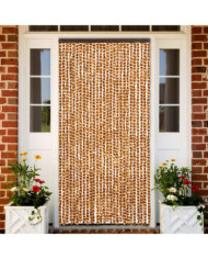 Rideau anti-mouches ocre et blanc 90x200 cm chenille | Mobilier & Déco