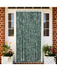 Rideau anti-mouches vert et blanc 90x200 cm chenille | Mobilier & Déco