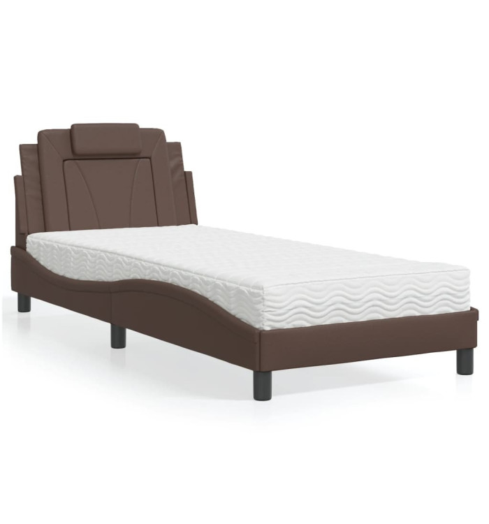Lit avec matelas marron 80x200 cm similicuir | Mobilier & Déco