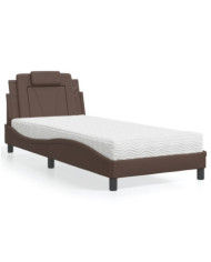 Lit avec matelas marron 80x200 cm similicuir | Mobilier & Déco