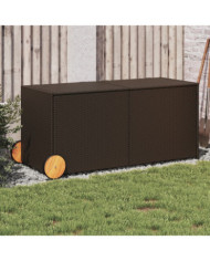 Boîte de rangement de jardin et roues marron 283L poly rotin | Mobilier & Déco