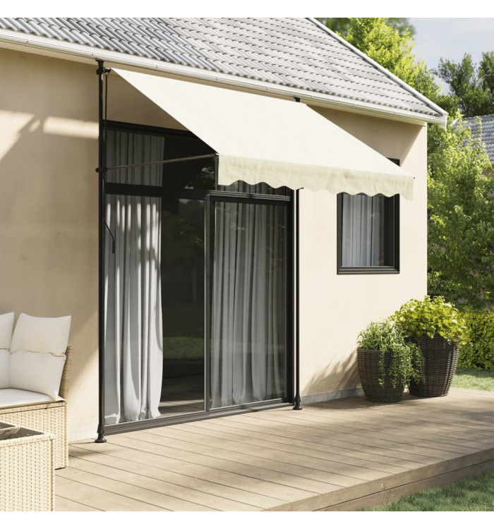Auvent rétractable crème 200x150 m tissu et acier | Mobilier & Déco